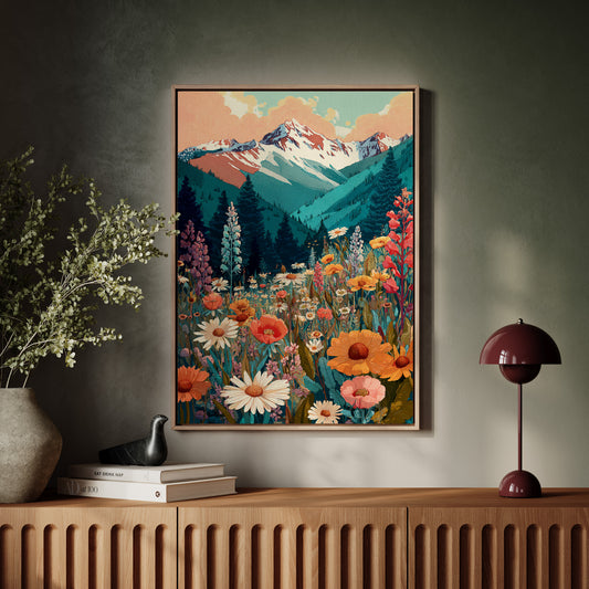 Floral Tapestry Beneath Mountain Peaks