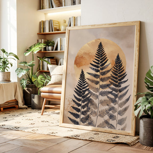 Fern Silhouettes Against Golden Light