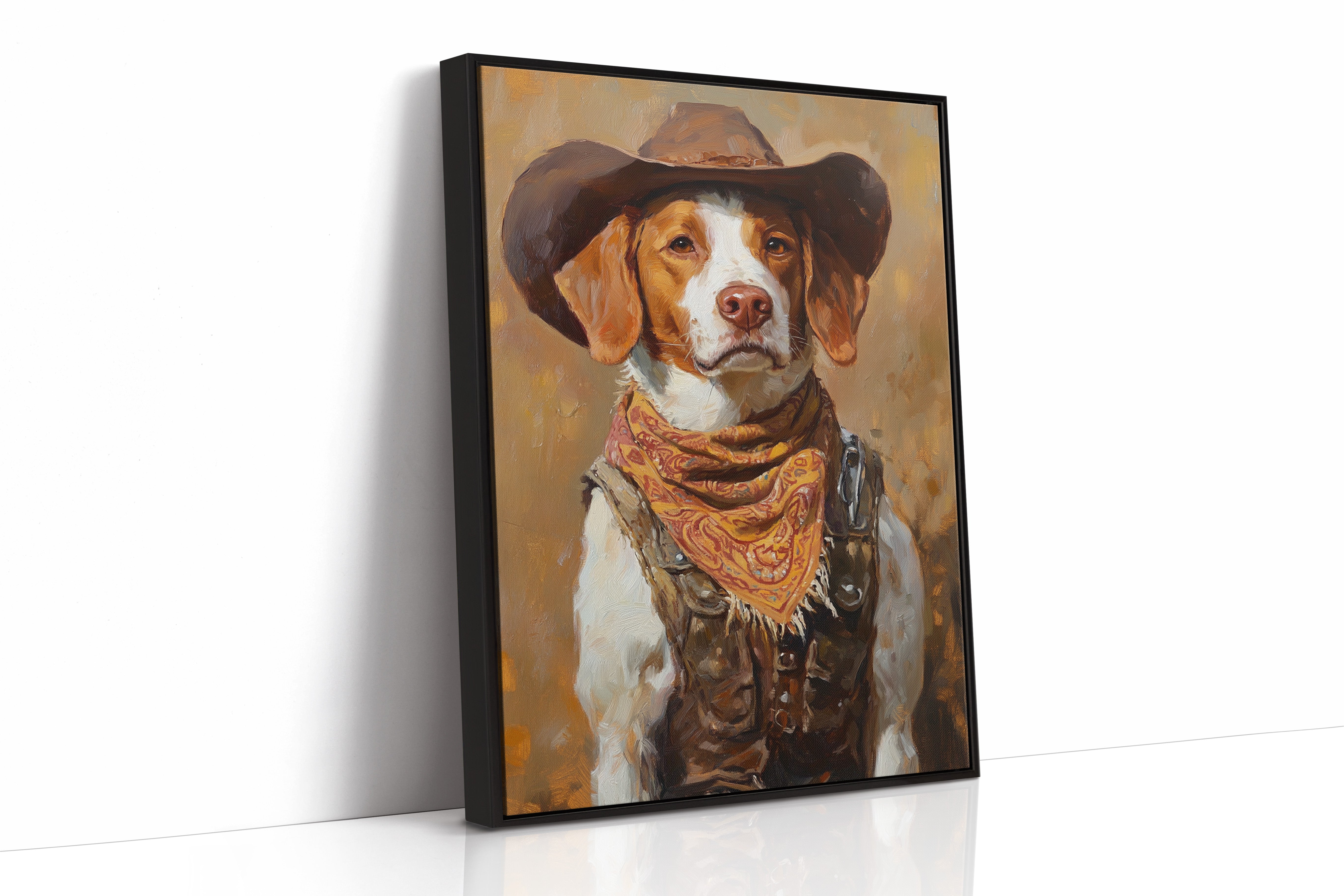 Brittany Spaniel Cowboy in Sunset Bandana