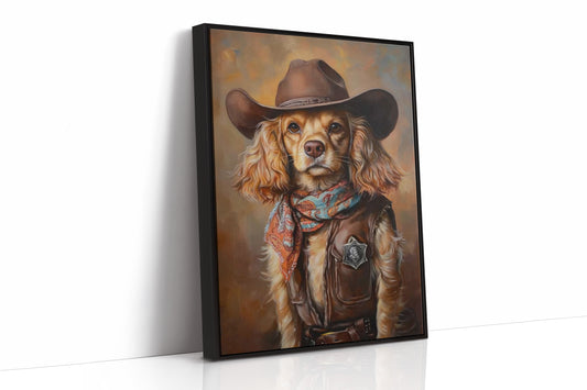 Cocker Spaniel Sheriff in Turquoise and Rust