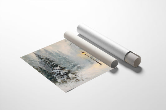 Lone Lamplight Guides Winter's Path