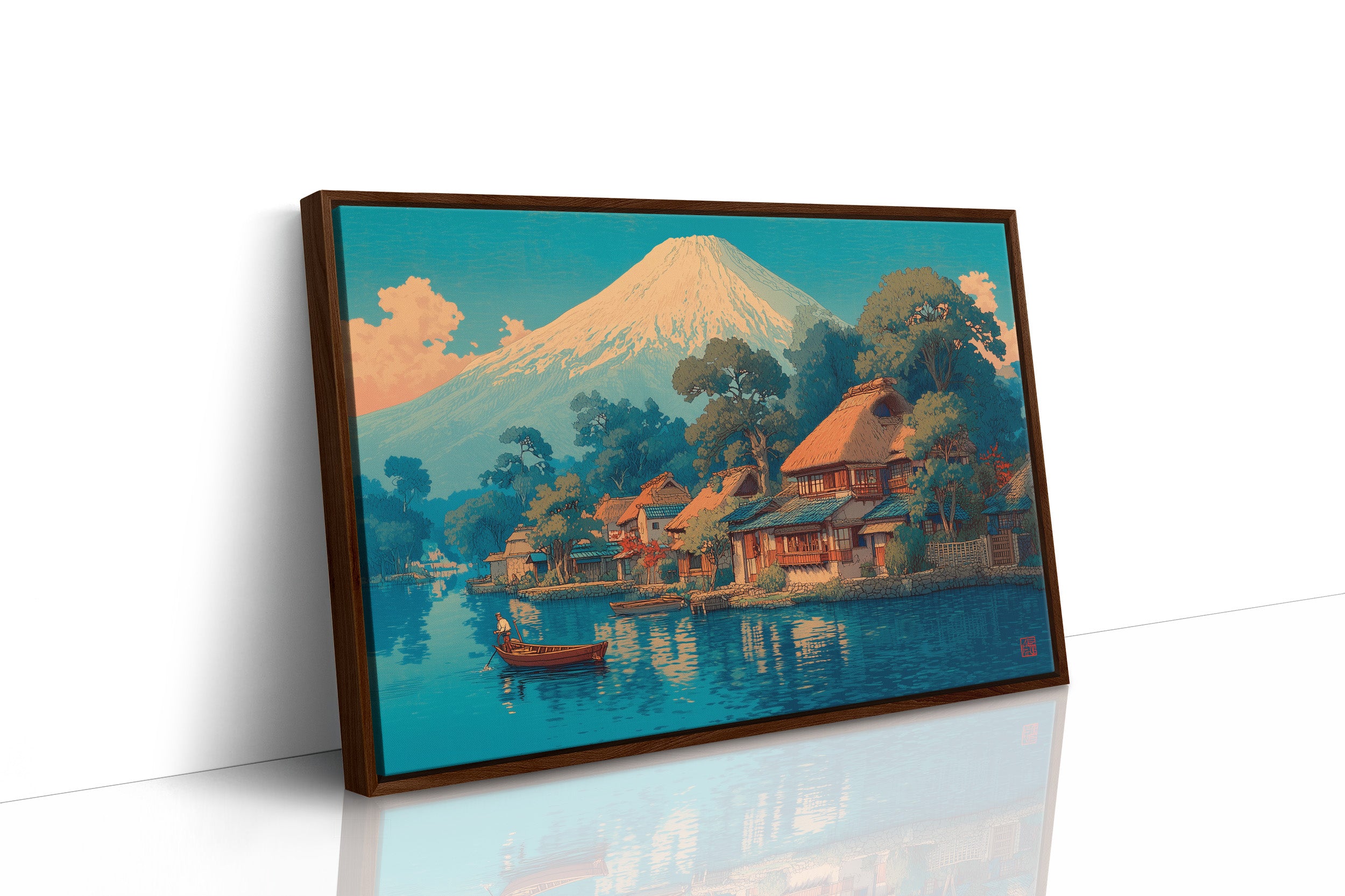 Morning Light Bathes Mount Fuji's Village