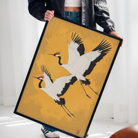 Japanese Red-Crowned Cranes – Elegant Minimalist Wall Art