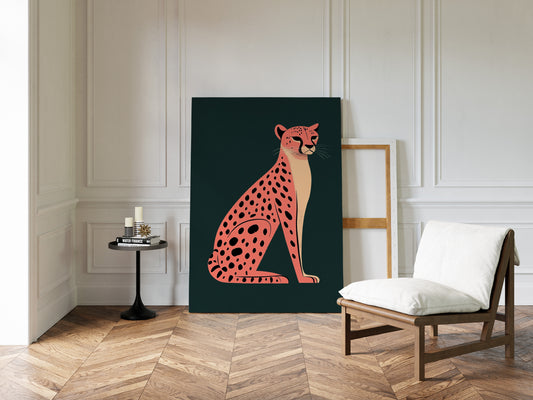 Pop Art Cheetah in Coral