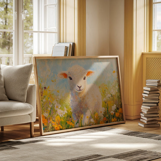 Spring Lamb Among Golden Meadows
