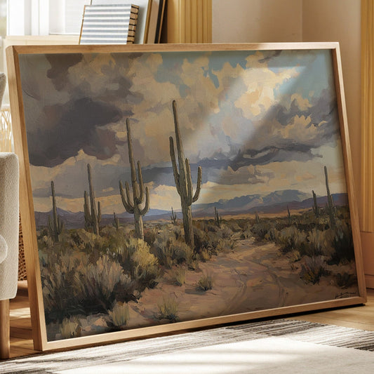 Desert Path Beckons Storm Clouds