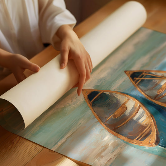 Canoes Rest On Misty Shores