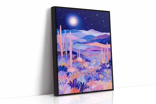 Moonlit Saguaros Dance In Lavender