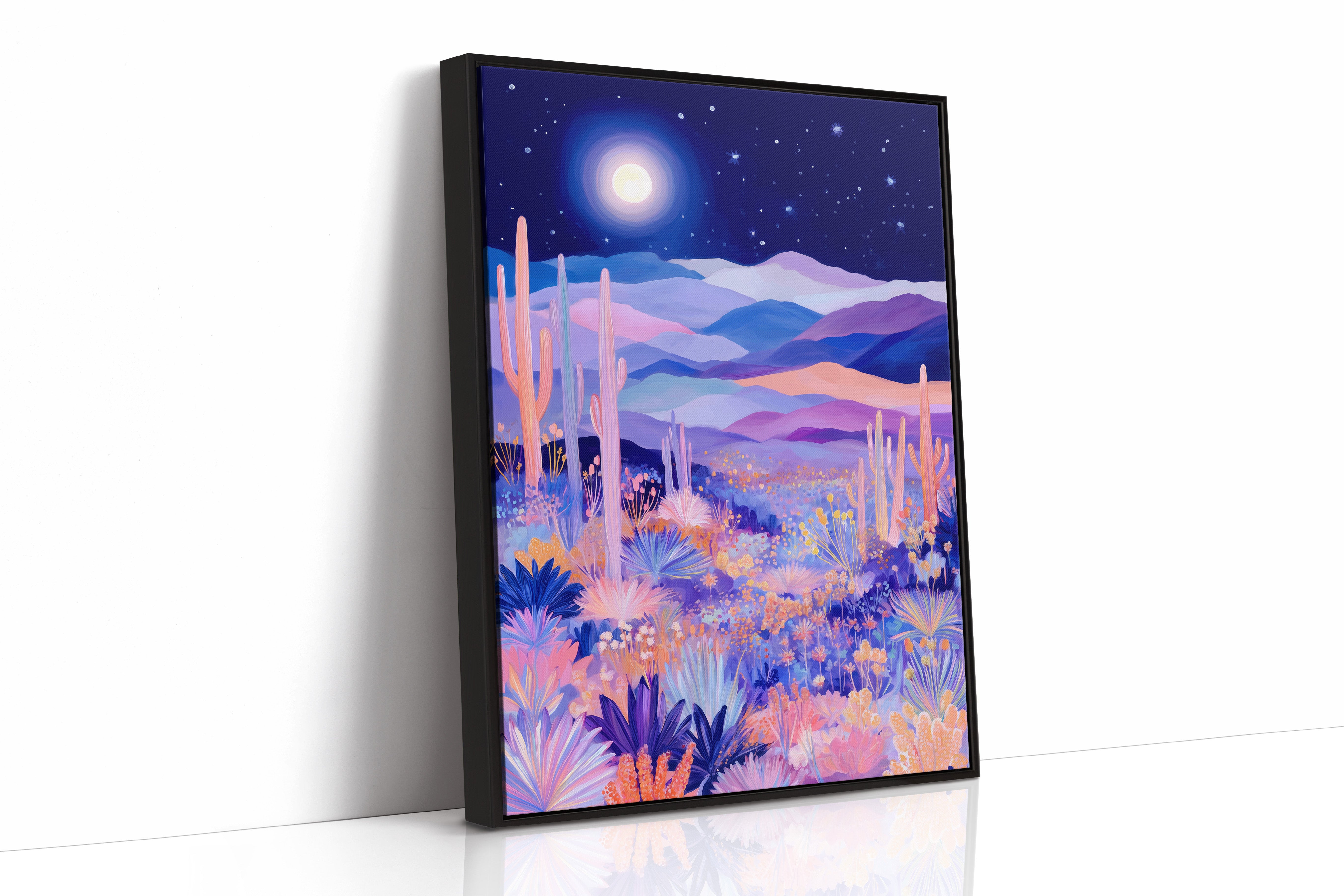 Moonlit Saguaros Dance In Lavender