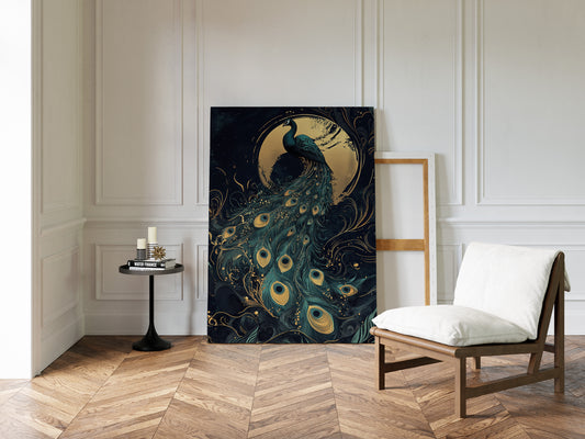 Moonlit Majesty in Gilded Plumes