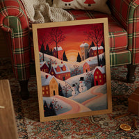 Winter Village Glows At Sunset