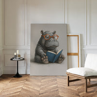 Baby Hippo Reading with Glasses
