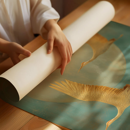 Golden Cranes Dance Through Mist