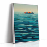 Solitary Vessel Crosses Teal Expanse