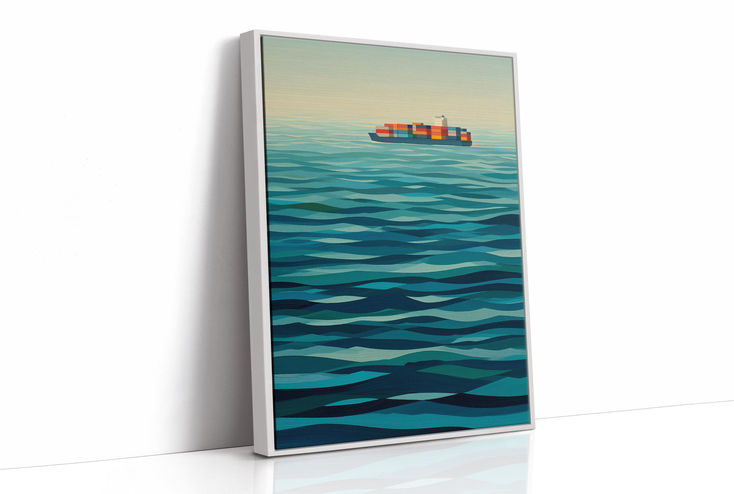 Solitary Vessel Crosses Teal Expanse