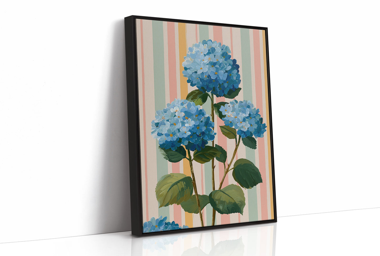 Blue Hydrangeas on a Happy Wall