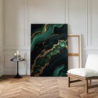 Gilded Cells in Deep Emerald Flow