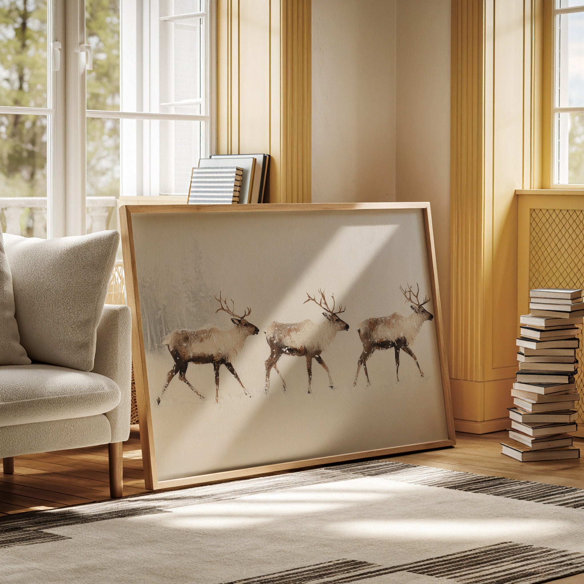 Winter Caribou Cross Misty Plains