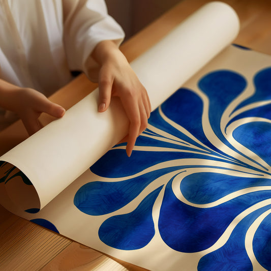 Indigo Petals Dance In Cream