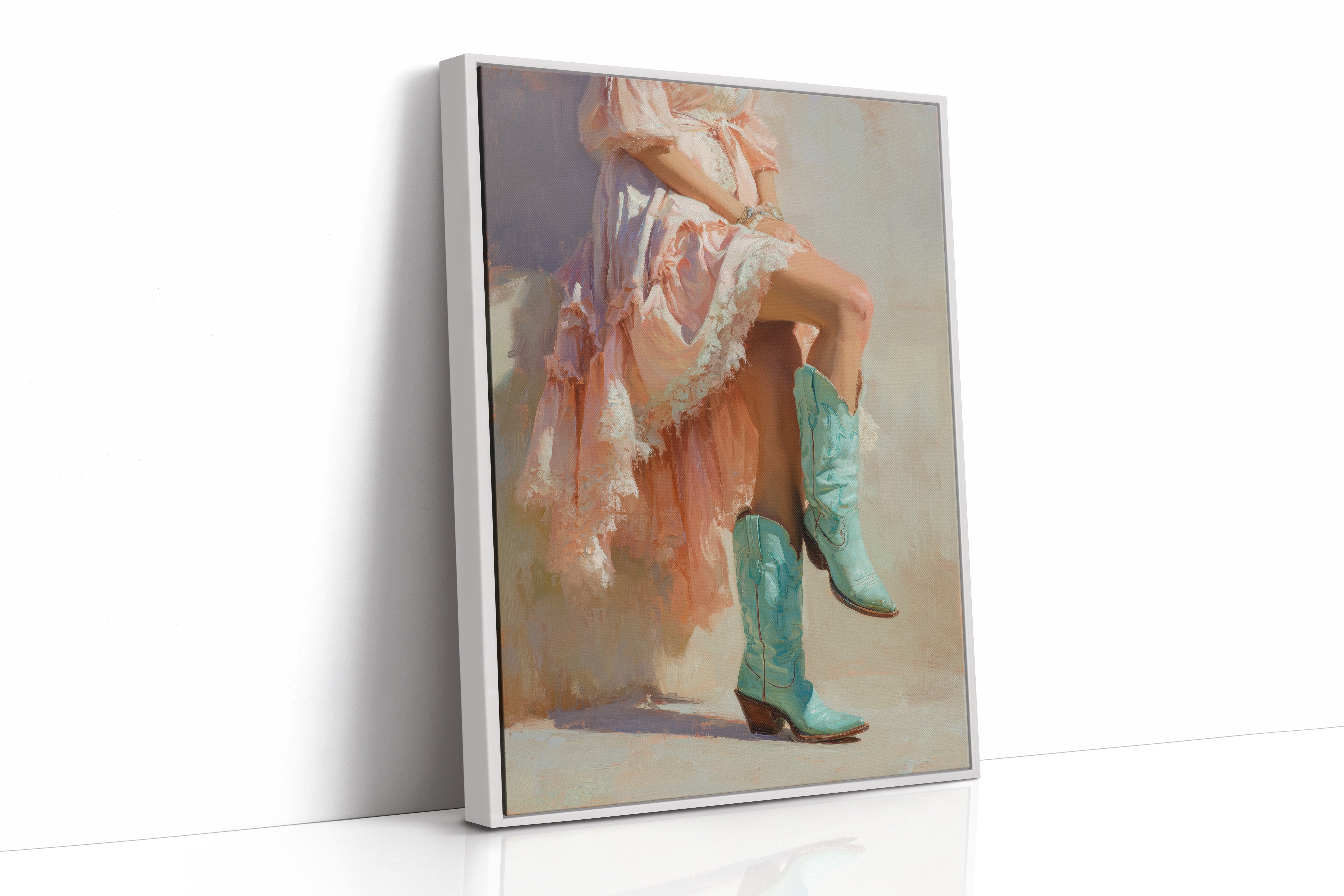 Turquoise Boots Meet Blush Lace