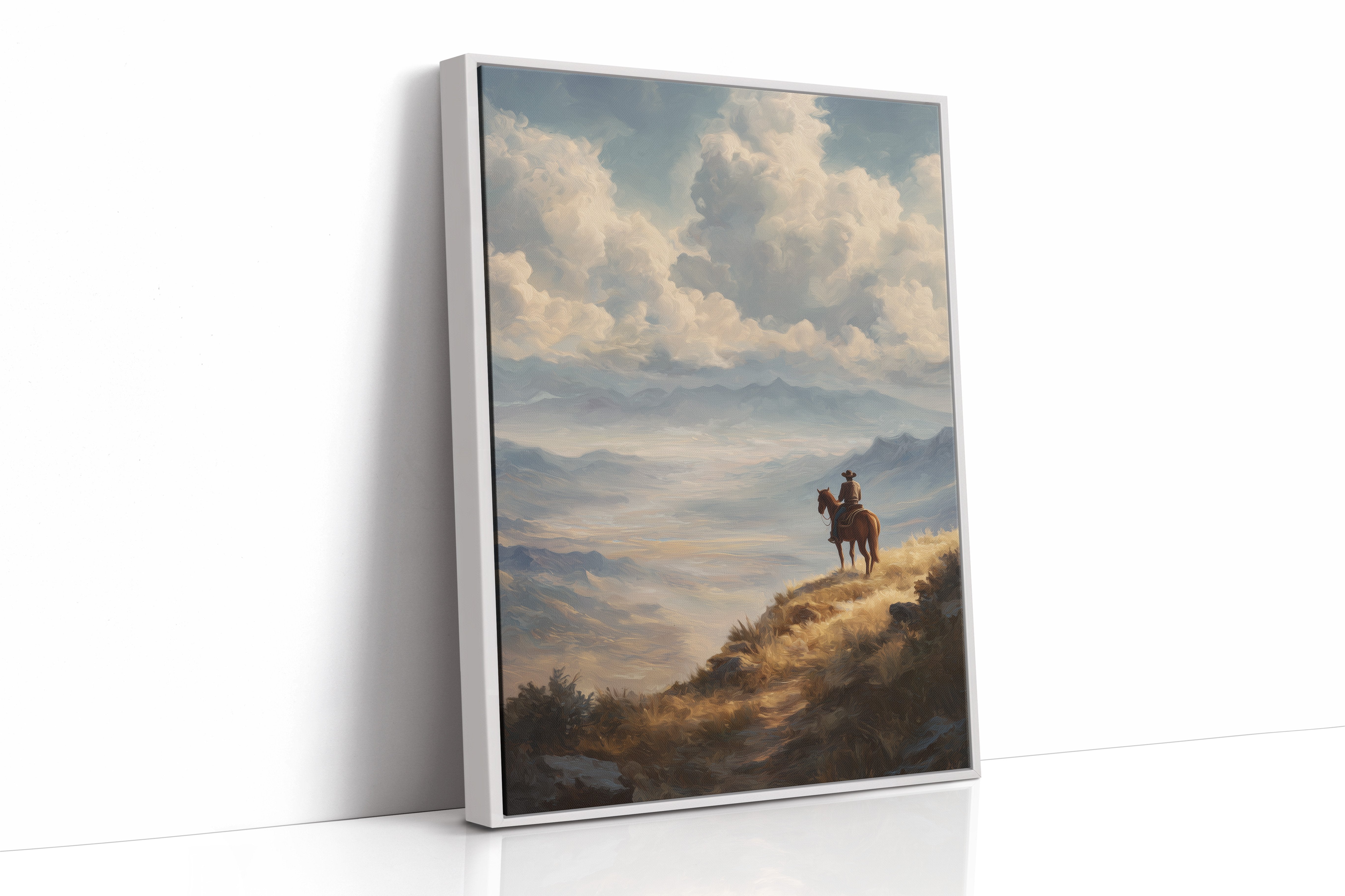 Lone Rider Surveys Valley Dawn