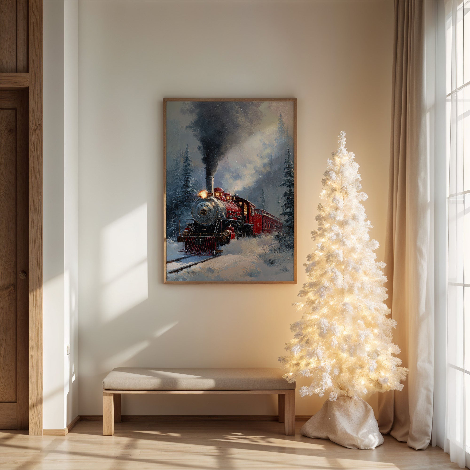 Steam Engine's Winter Night Journey