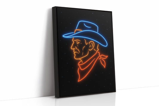 Neon Cowboy in the Starry Night