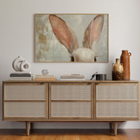Whimsical Bunny Ears – Soft Neutral Textured Rabbit Art Print