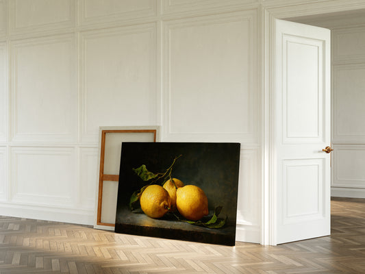 Sunlit Lemons On Ancient Wood