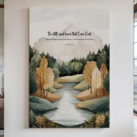 Be Still Autumn River Psalm Print