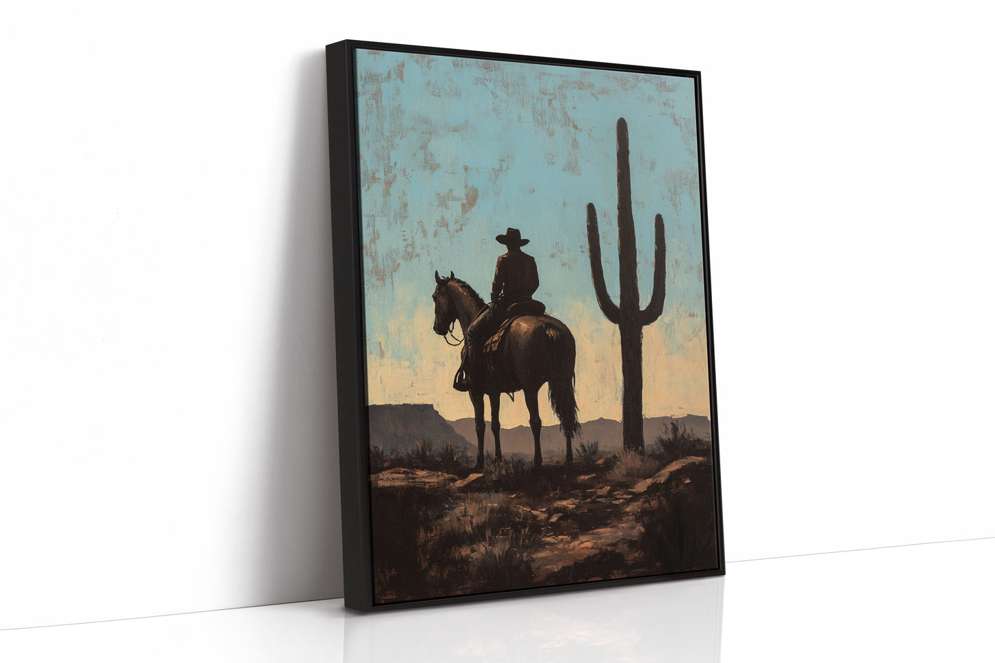 Rider and Saguaro at Dusk