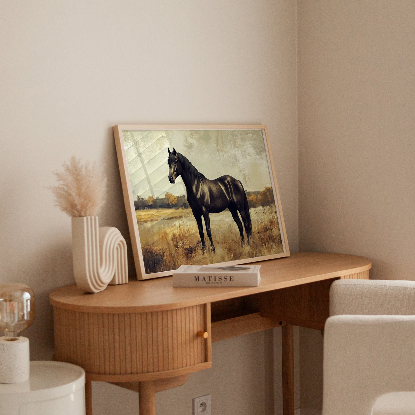 Majestic Black Stallion – Rustic Western Horse Wall Art Print