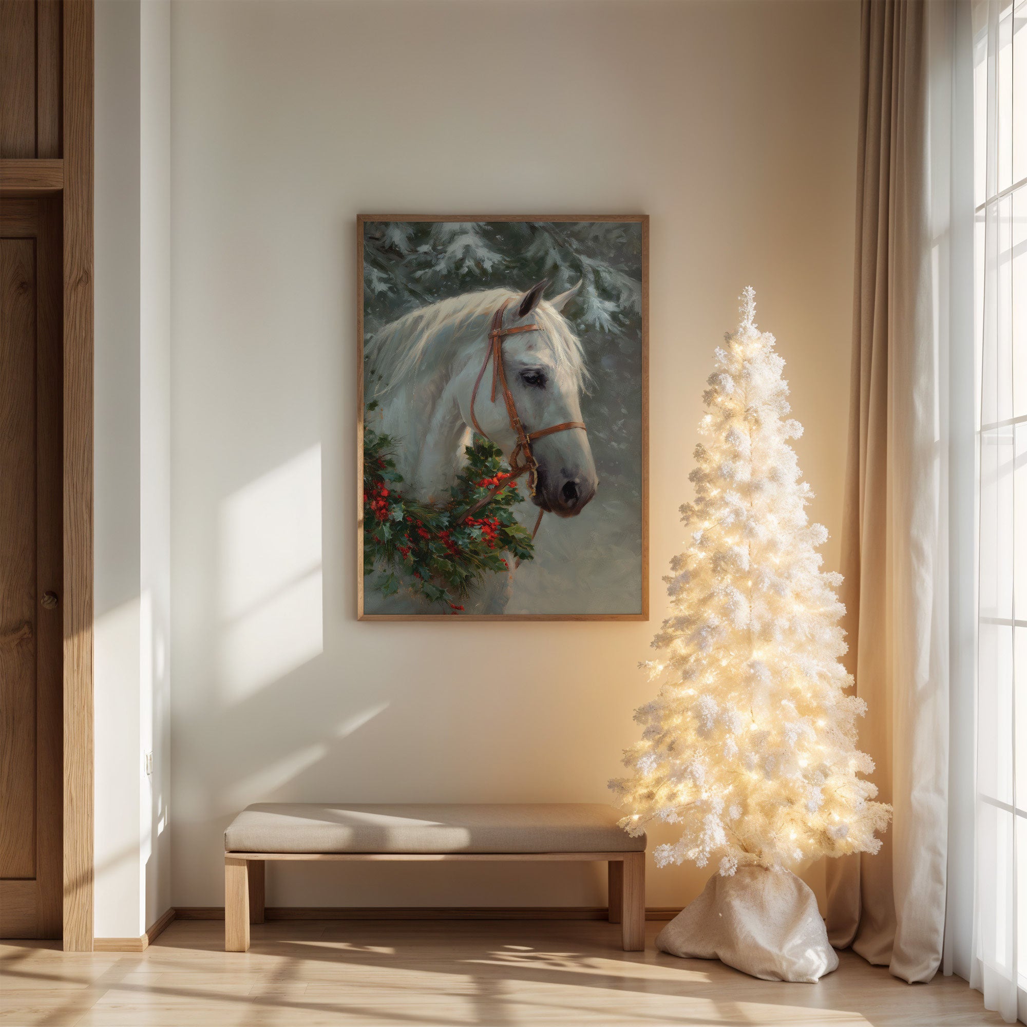 Winter's Grace Adorns Noble Steed