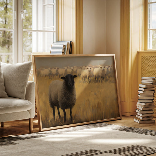 Black Sheep Leads Golden Meadow