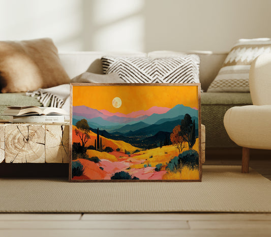 Valley Lights Beneath Moonlit Saguaros