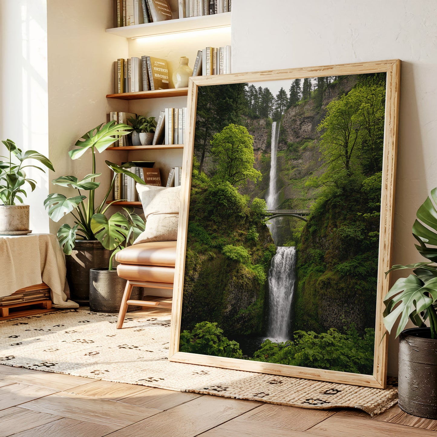 Majestic Waterfall Amidst Lush Greenery
