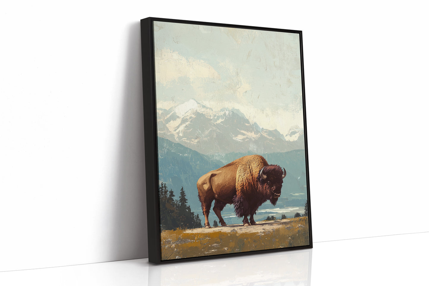 Bison Beneath the Mountain Sky