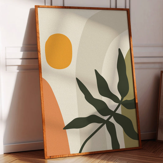 Sunlit Leaves Against Soft Curves
