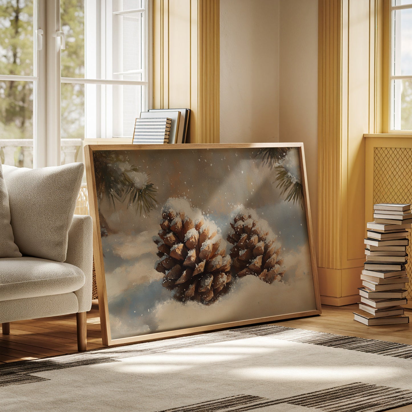 Snow Dusted Pinecones Tell Winter Tales