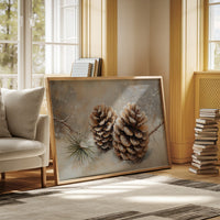Pine Cones Catch December's First Snow