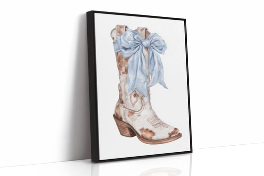 Blue Ribbons Dance On Ranch Leather