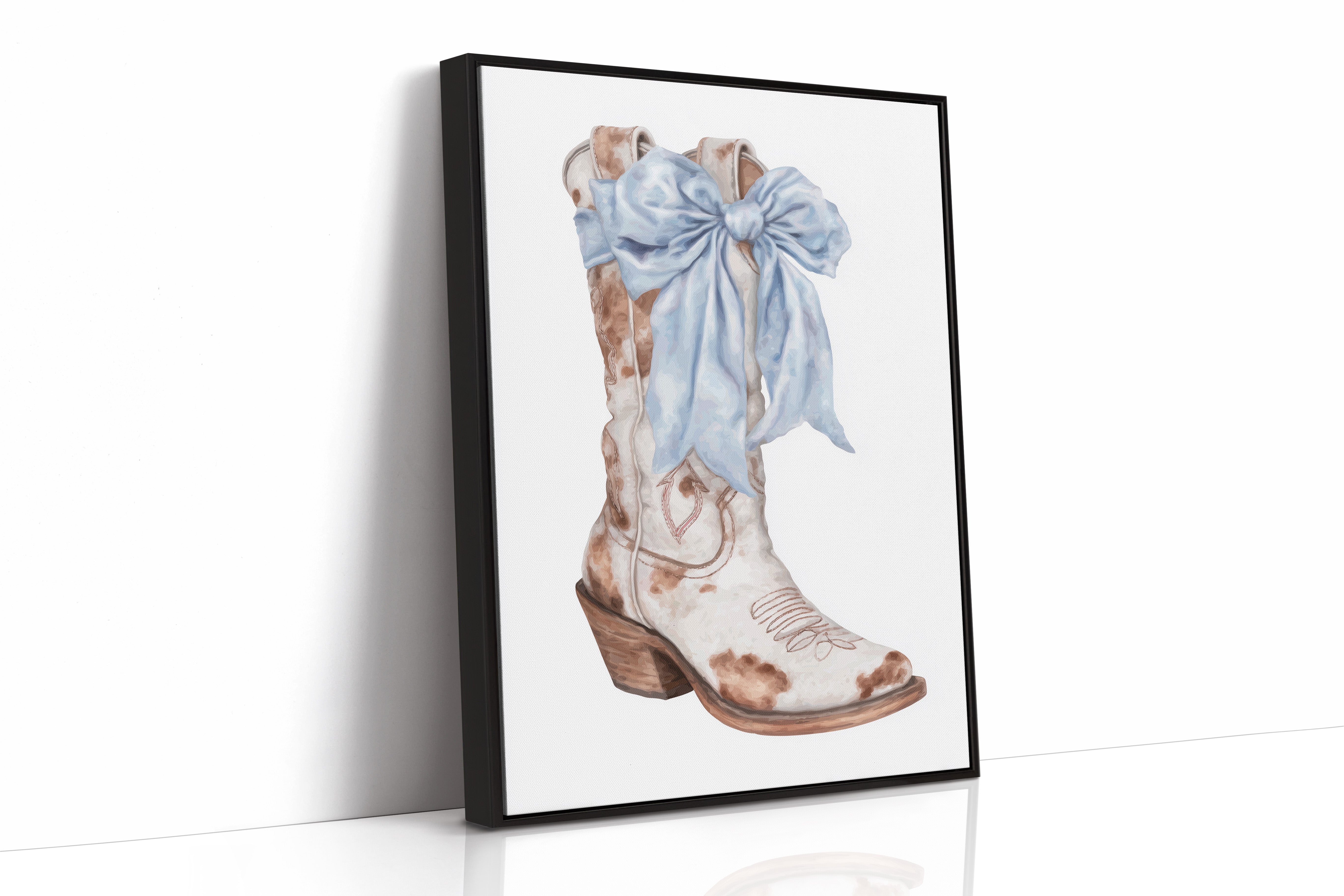 Blue Ribbons Dance On Ranch Leather