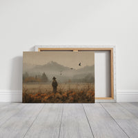 Autumn Field Watcher Stands Alone