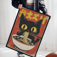 Retro Ramen Cat Poster – Japanese-Inspired Noodle Lover Wall Art