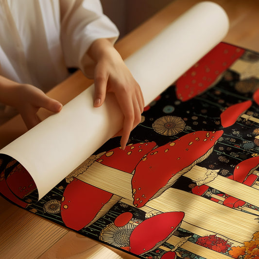 Crimson Mushrooms Dance Under Stars