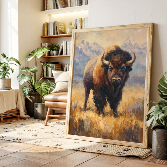 Majestic Bison in Golden Grasslands