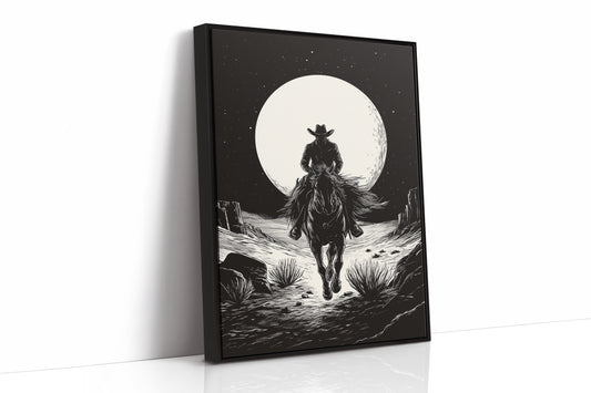 Lone Rider Under a Full Moon