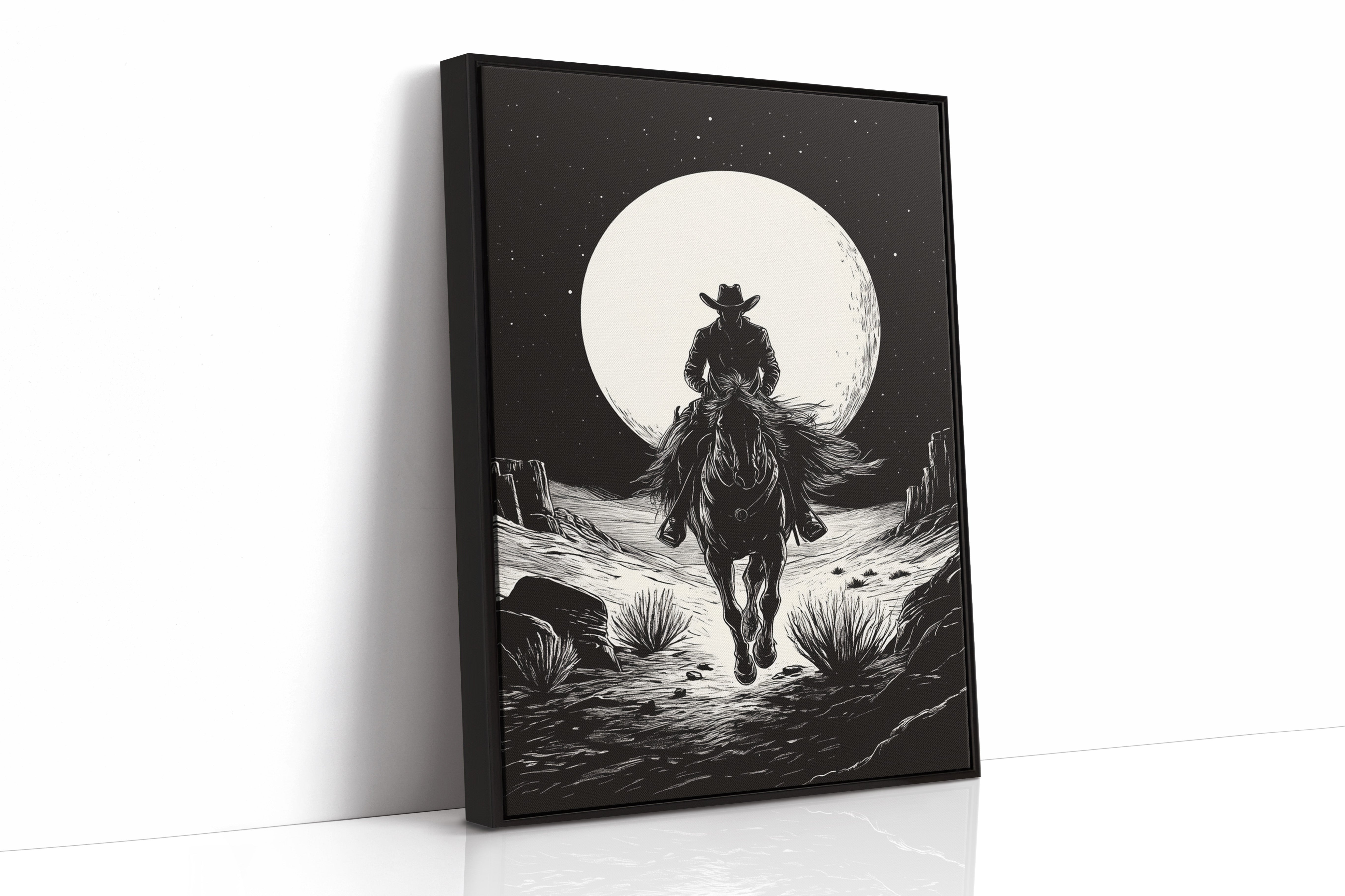Lone Rider Under a Full Moon