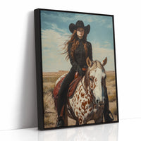 Desert Reins – Cowgirl on Paint Horse Portrait