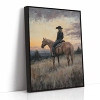 Evening Watch – Cowgirl and Horse at Sunset